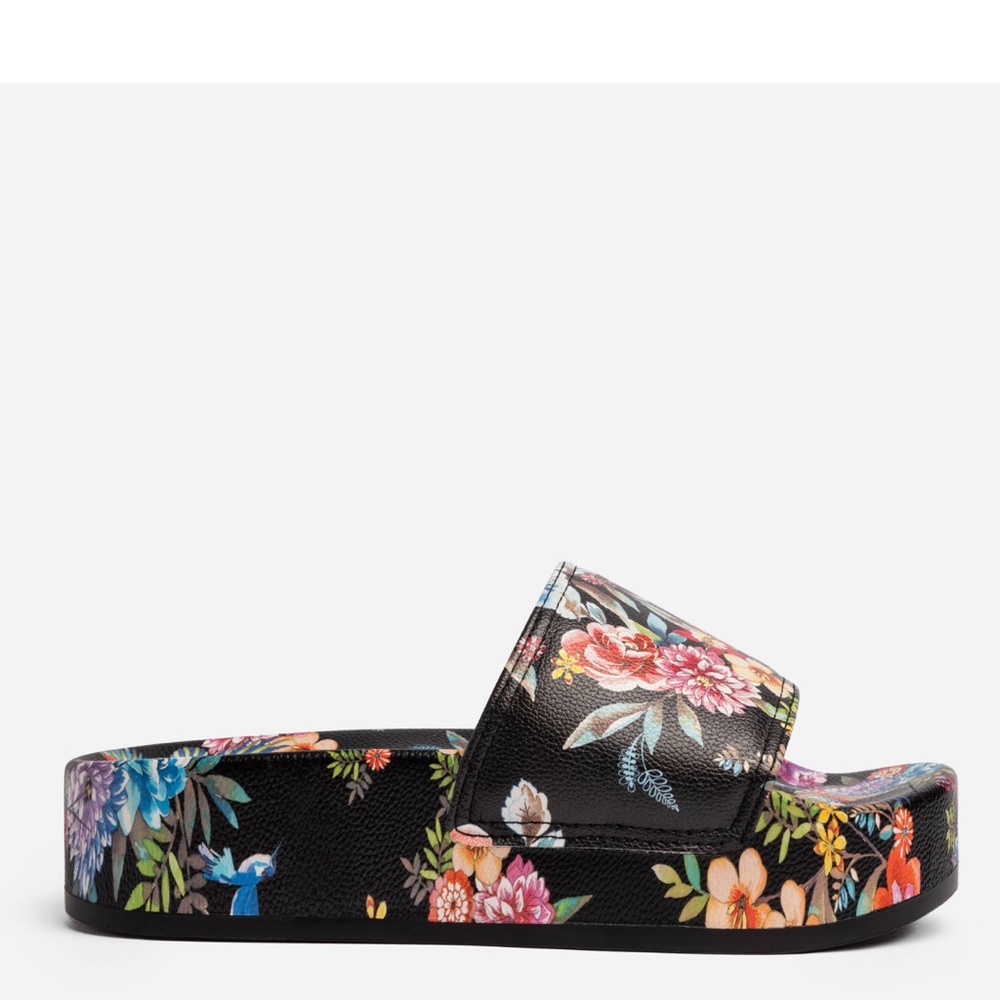 Women's Floral Slide Sandal - Black